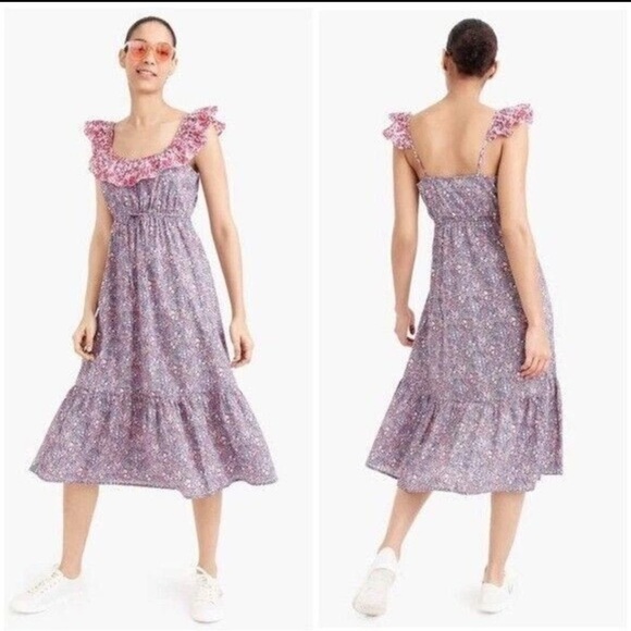 J. Crew Dresses & Skirts - J. Crew Liberty Floral Cherry Printed Ruffle Tier Summer Dress Size XS